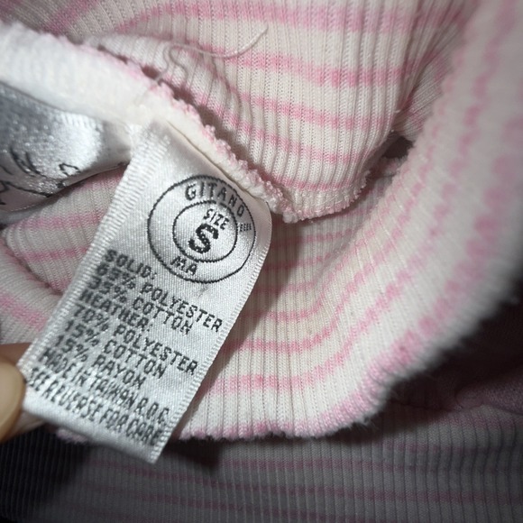 Gitano Women's Cream & Pink Pullover Sweatshirt Vintage Size Small Turtleneck - Picture 8 of 11